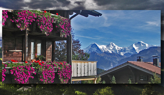 » Beatenberg Spirenwald mit Eiger, Mönch und Jungfrau (Foto: H.Rieder)