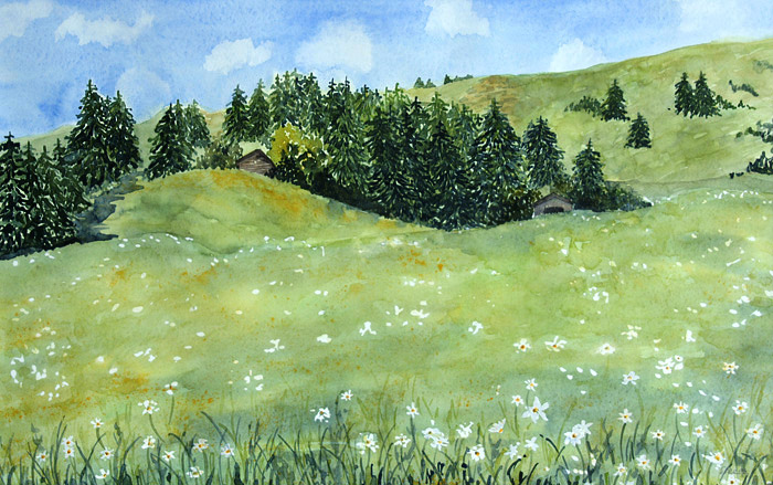 Aquarell von Eveline Steiner / Foto: Fritz Bieri