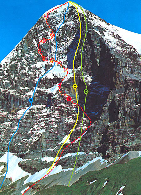 Eigernordwand-Routen