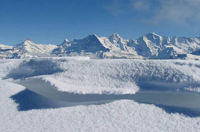 The view of the Eiger, Mönch and Jungfrau / Photo: Fritz Bieri